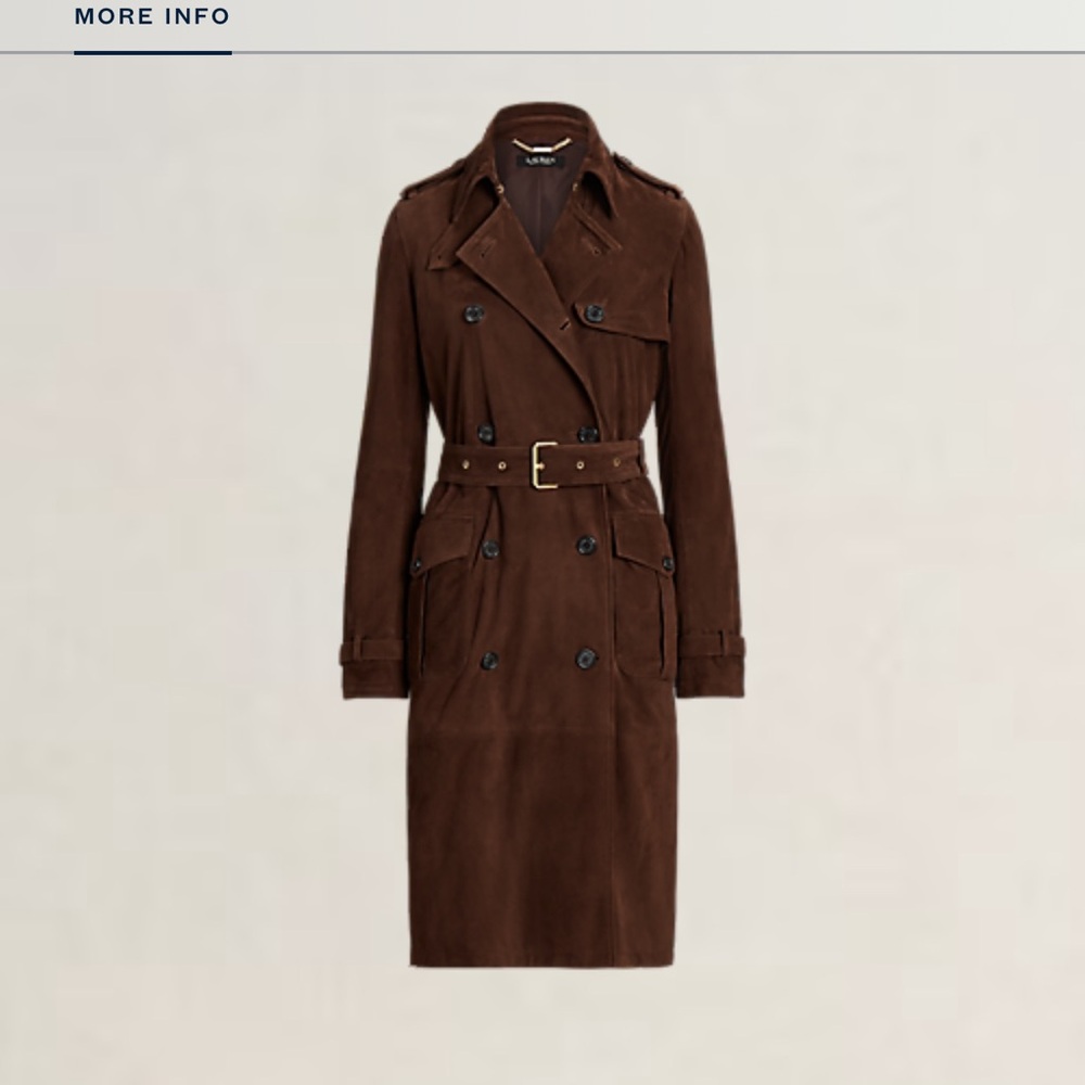 Ralph Lauren black label Dark Brown belted goat suede trench coat